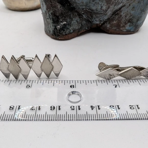 Vintage Hickok cufflinks and tie clip set. Made in USA - Picture 4 of 4